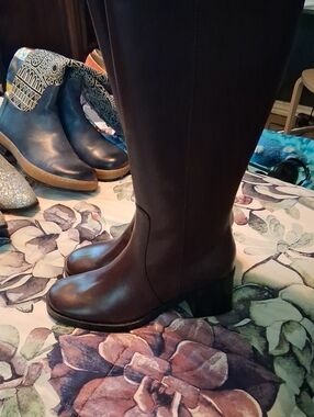No Boundaries Brown Tall Leather-Look Winter Rain Boots